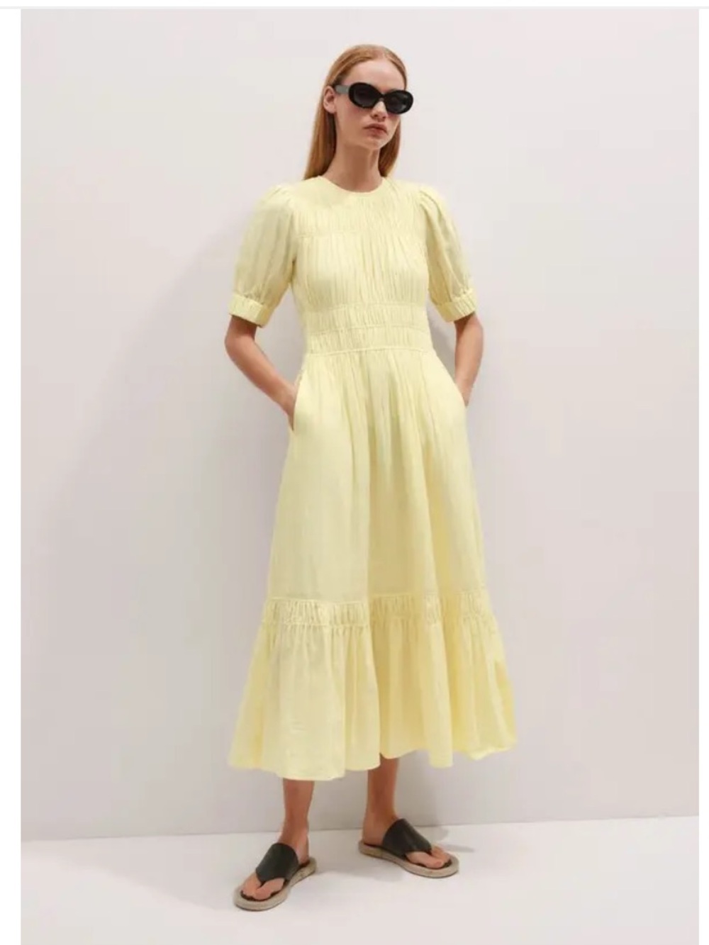 ME+EM Pale Yellow Cheesecloth Maxi Dress